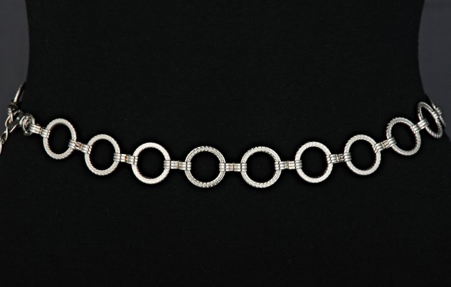 silver laurel leaf silver ring chain belt