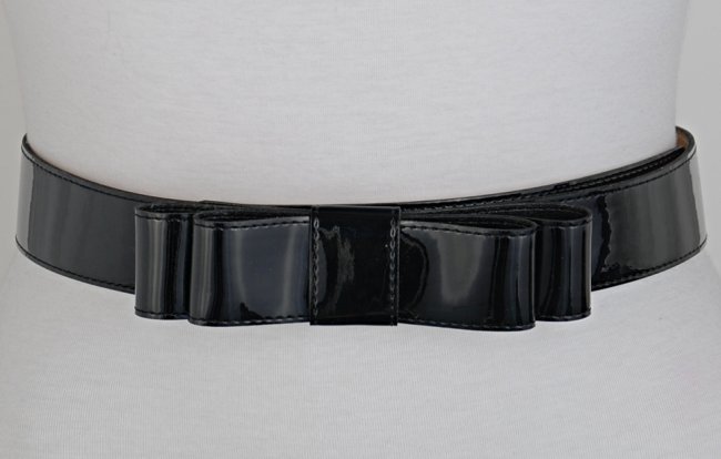 black patent leather fashion belt