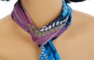 small belt scarf, blue and orchid