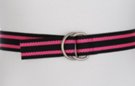 black and fuchsia stripe D-ring canvas belt