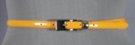 3/5" glossy orange leather dress belt, rectangular nickel polish buckle and retainer