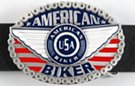 medallion, wings and chain American Biker oval belt buckle