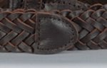 Strait City Trading close-up of braided leather belt tabbing