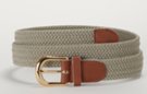 better quality braided knitted elastic belt, khaki with brass buckle