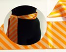satin belt scarf, orange and beige in alternating diagonal bars