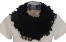black fringe knitted circle scarf