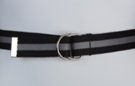 black, gray, black narrow D-ring canvas belt