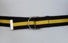 black yellow black striped D-ring canvas belt