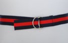 navy and red stripe D-ring canvas belt