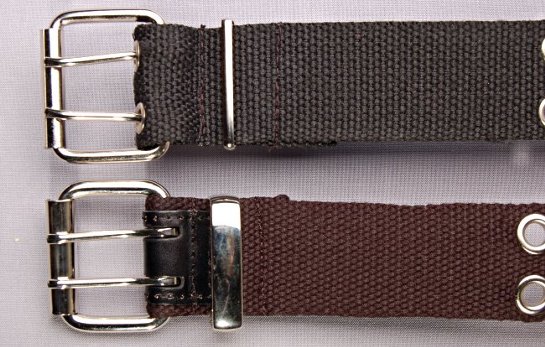 Strait City Trading and Sears double grommet web belts side by side