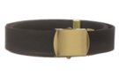 elastic polyester black military belt with solid brass buckle