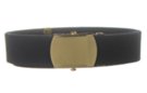 elastic polyester navy blue military belt with solid brass buckle