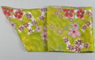 purple and rose-red flowers on yellow green chiffon belt scarf