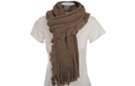 brown rib knit fringe scarf