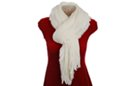 white rib knit fringe scarf