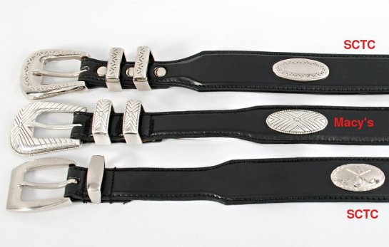 Strait City Trading and Macy's golf belts side-by-side