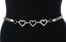 rhinestone hearts rice-grain chain belt