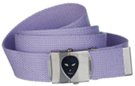 black alien buckle on lavender web belt