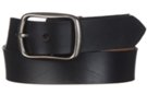 solid cowhide black leather belt with pewter center bar buckle