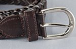 Strait City Trading close-up of buckle on braided leather belt