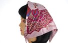square silk scarf, mauve and purple