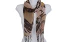 brown and pink garden rose and tropical orchid print scarf