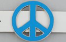 blue enameled die-cast peace sign belt buckle