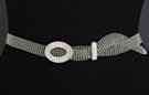 silver mesh chain belt with rhinestone buckle