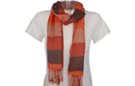 rust and brown striped scarf/shawl with fringe