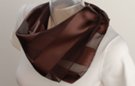 satin and sheer dark brown banded square scarf