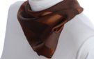 satin and sheer chestnut brown banded square scarf