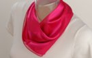 satin and sheer fuchsia banded square scarf