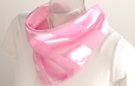 satin and sheer pink banded square scarf