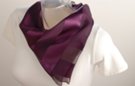 satin and sheer red-violet banded square scarf