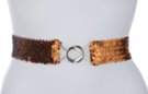 bronze sequin stretch belt with silvertone maxi interlocking buckle