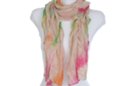 soft pink silk and poly pleated tulle scarf