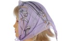 square chiffon silk scarf, lavender and gray