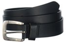 flat black oil-tanned genuine leather basic jean belt with smooth finish and pewter buckle