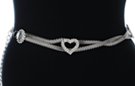 snake mesh and rhinestone heart silver chain belt