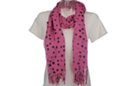 pink and black star spangled scarf/shawl with fringe