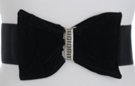 black suede bow and rhinestone high waist stretch belt