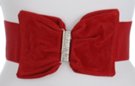 red suede bow and rhinestone high waist stretch belt