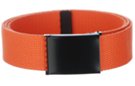 orange wide web belt with military style buckle