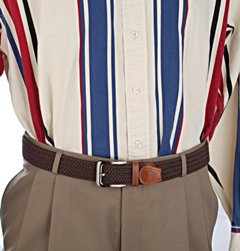 wide stretch belt with slacks and shirt