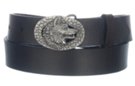 1" wide black cowhide belt and wolf buckle for children