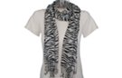 black and white zebra stripe fringed scarf/shawl